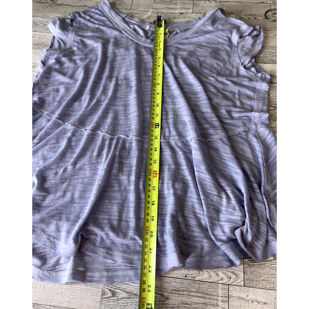 We The Free Women Top Tee Free People Sheer Coastline Peplum Hem Lavender MEDIUM - Picture 5 of 7
